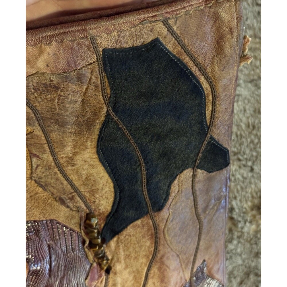 Vintage Sneak Skin Leather Patchwork Clutch Purse by Carlos Fiori made In Italy - Picture 6 of 13